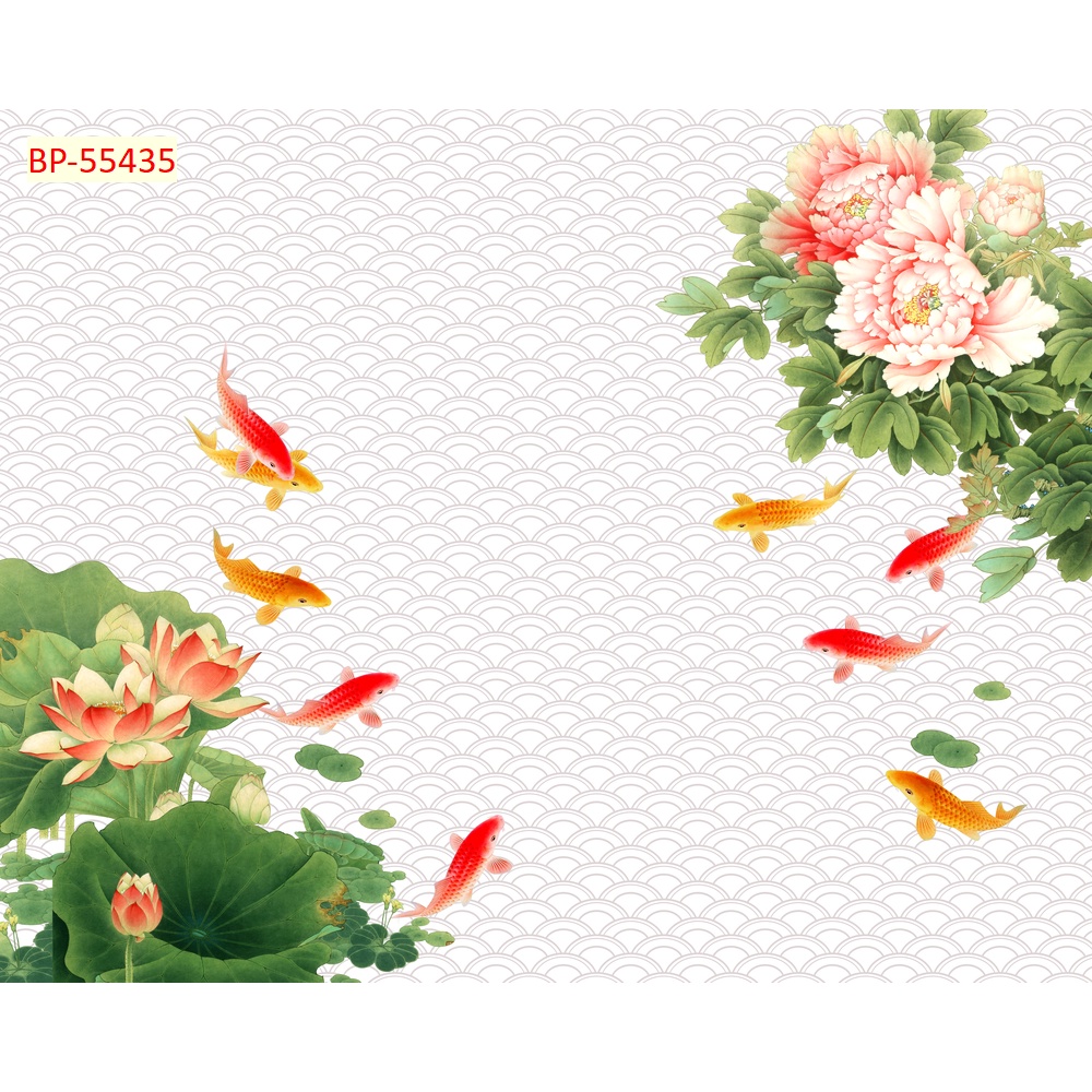 Tranh Cá Chép và Hồ Sen dán tường 3D thiết kế đa dạng, độc đáo