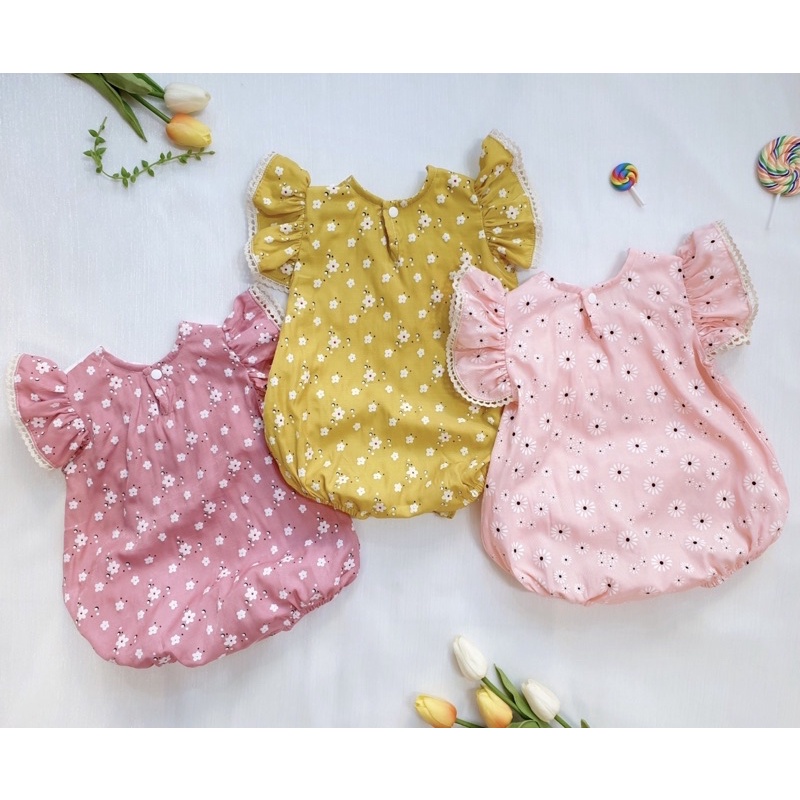 Bodysuit Hoạ Tiết Hoa Nhí Xinh Xắn Cho Bé Gái 4 Đến 12kg [A136]