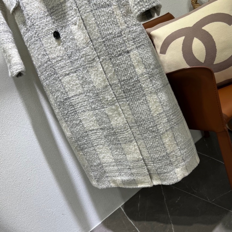 Áo khoác dạ dáng dài cổ vest hoạ tiết kẻ thương hiệu Eenk cao cấp