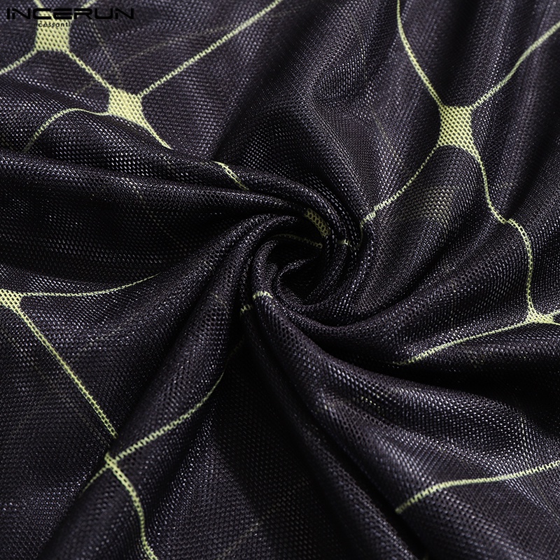 Áo Thun Nam Dài Tay Cổ Tròn Xuyên Thấu INCERUN