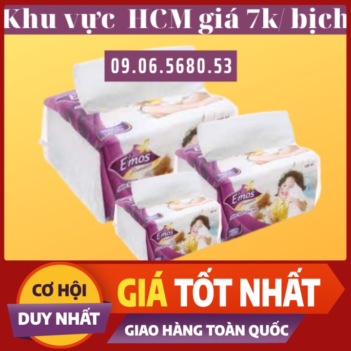 [HCM] Khăn giấy vuông Emos Premium loại 1 gói 100 tờ cao cấp | KHO Q6 NHẬN SỈ