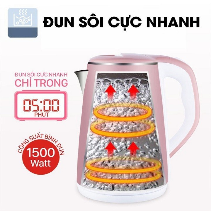 Ấm đun siêu tốc Thái Lan-Bình đun nước Thái Lan sang trọng cách nhiệt an toàn-Ấm đun siêu tốc 2,5l cao cấp&quot;