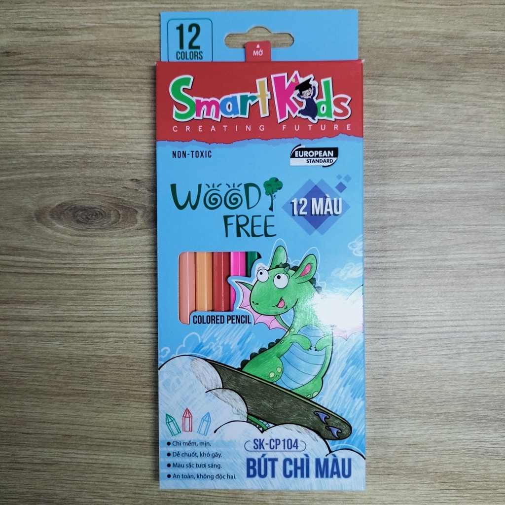 Bút Chì Màu 12 Màu Wood Free Smart Kids