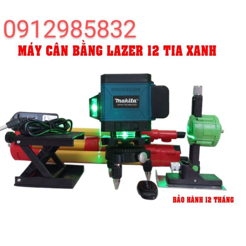 Máy cân mực Laser 12 tia xanh 3D -quay 360độ -Tặng bộ từ hít treo tường