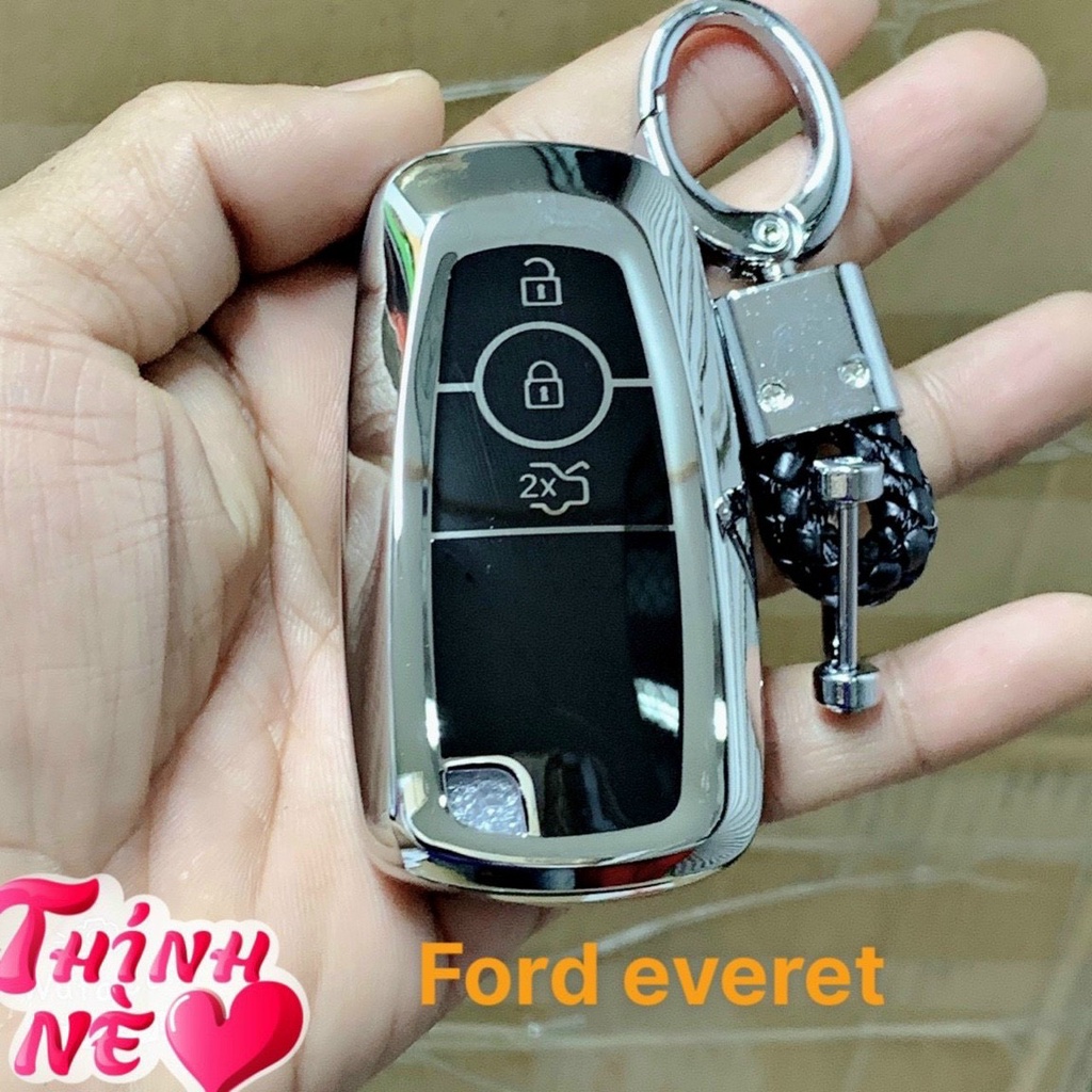 Ốp chìa khóa ô tô, Bao khóa Ford Everest chất liệu silicon mạ Crom sáng bóng cao cấp