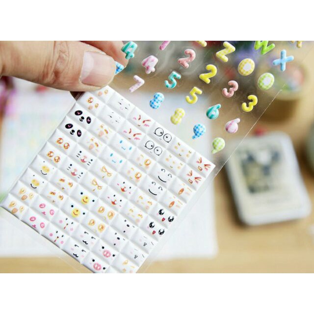 Sticker nổi cảm xúc kèm chữ, số -
