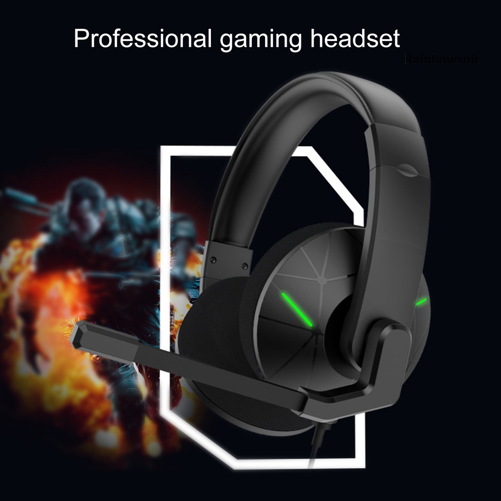 RB- Gaming Headphone Comfortable to Wear 3D Surround Sound ABS Wired Gamer Headset with Microphone for PS for XBOX