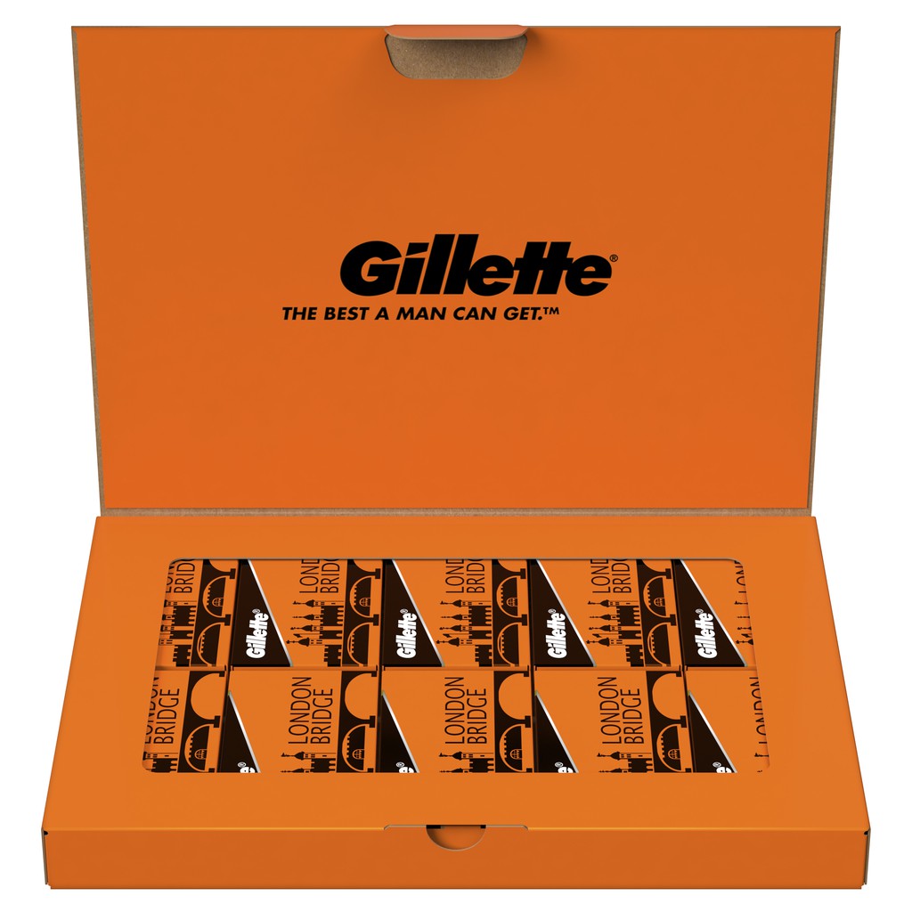 Combo Bọt cạo râu Gillette London Bridge 300g + Lưỡi Lam Gillette London Bridge - hộp 100 cái x 2