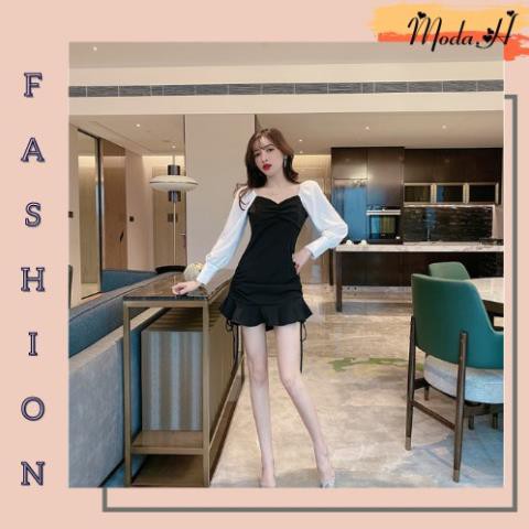 Váy Nữ Dài Tay Ôm Body Rút Eo, Đầm Nữ Ôm Body Đuôi Cá Moda.H  ྇ ་