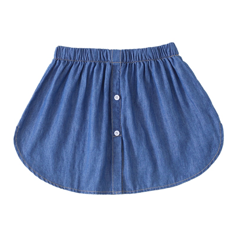 Oneri Áo Sơ Mi Denim Dài Nửa Thân Giả Váy Mini Xẻ Tà Viền Xanh Dương Cho Nữ