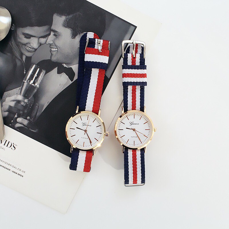 Đồng hồ thời trang nam nữ kẻ sọc dây dù cực đẹp D75 | BigBuy360 - bigbuy360.vn