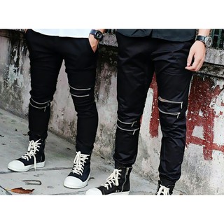 Quần jogger kaki zip kéo gối