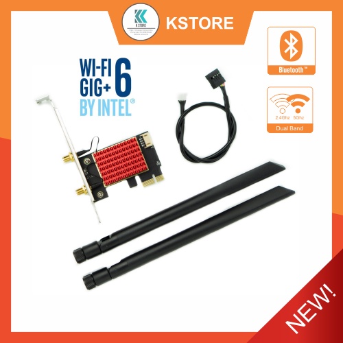 Card Wifi Intel 3168AC 8265AC 9260AC AX200 AX210 có tản nhiệt- 2 băng tần 2.4G/5G - Bluetooth