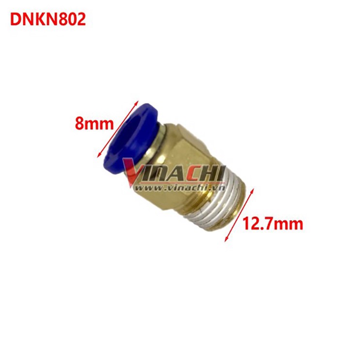 Đầu nối khí nén nhanh xanh - PC8-02 - túi 10 đầu