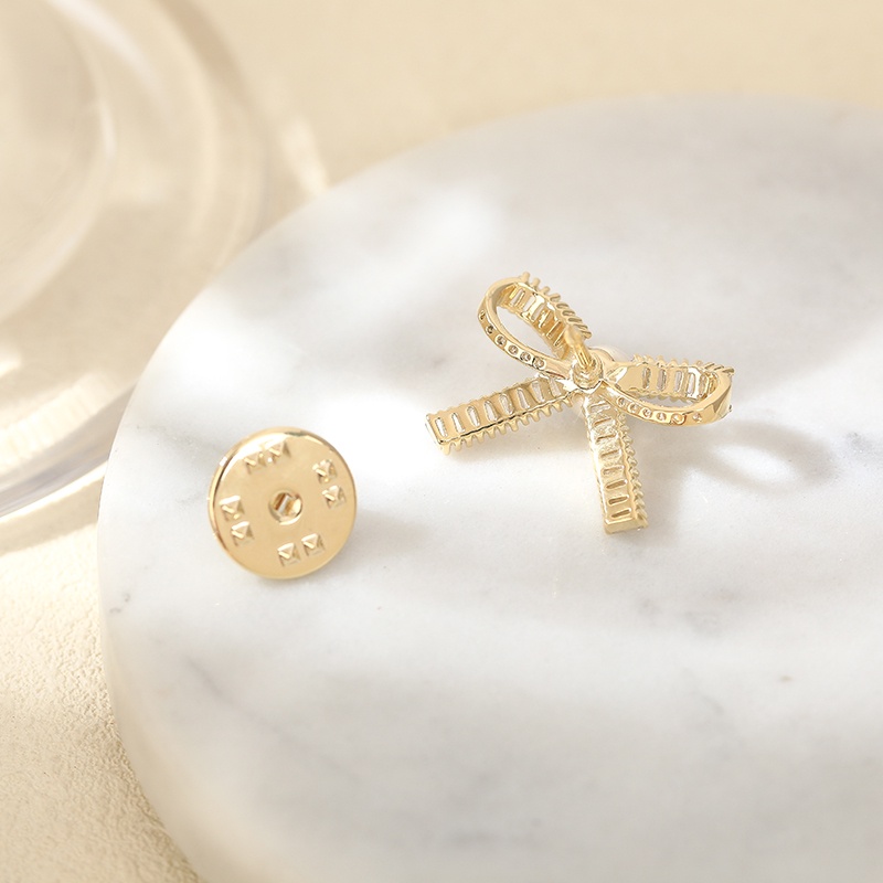 [Jiudoulan] Ghim Cài Áo Hình Nơ Đính Đá Zircon Ngọt Ngào Thời Trang Hàn Quốc Cho Nữ