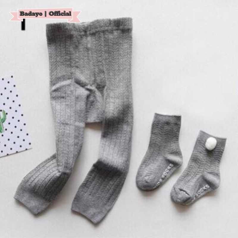 Quần legging kèm tất chân cho bé gái chất len tăm hàng quảng châu thời trang trẻ em BADAYO SE198