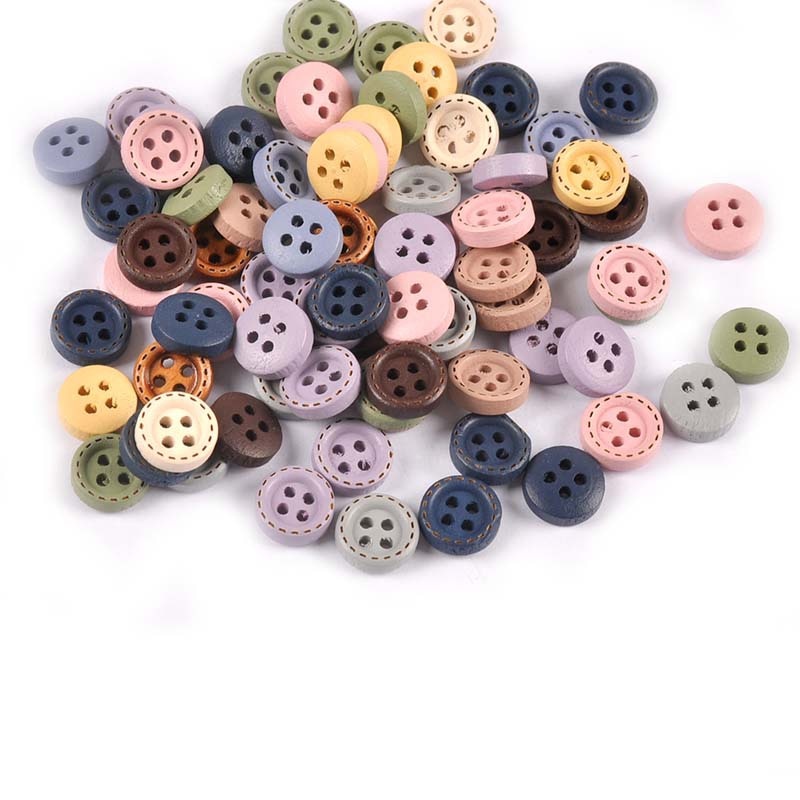 100 Nút Gỗ 10mm Nhiều Màu Sắc