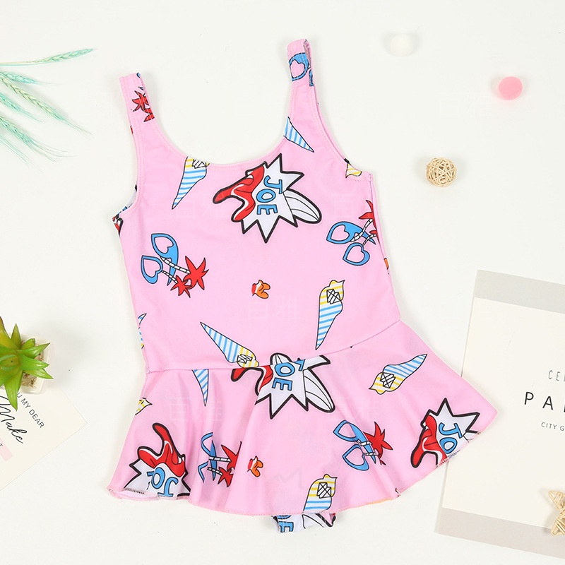 Bộ Đồ Bơi Liền Thân Kiểu Hàn Quốc  Thiết Kế Xinh Xắn Cho Bé Gái Có Lót Quần 2-9 Tuổi