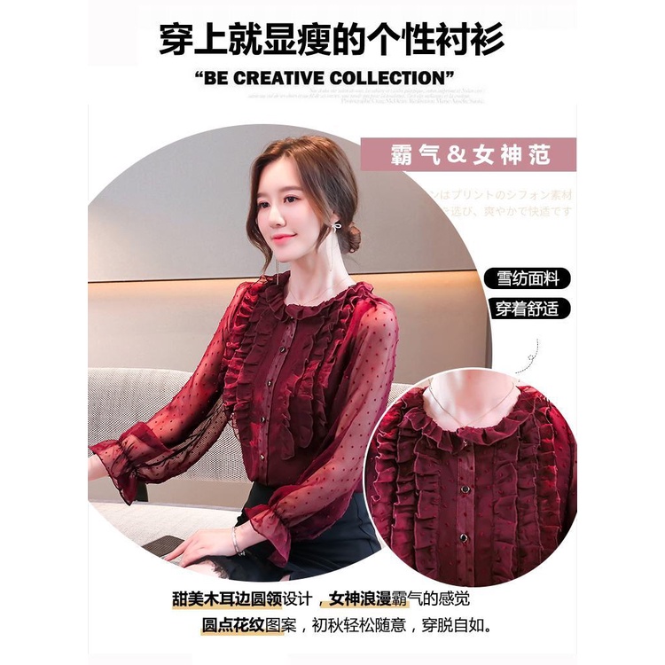 Áo Sơ Mi chiffon Tay Phồng Thời Trang Mùa Thu Cho Nữ