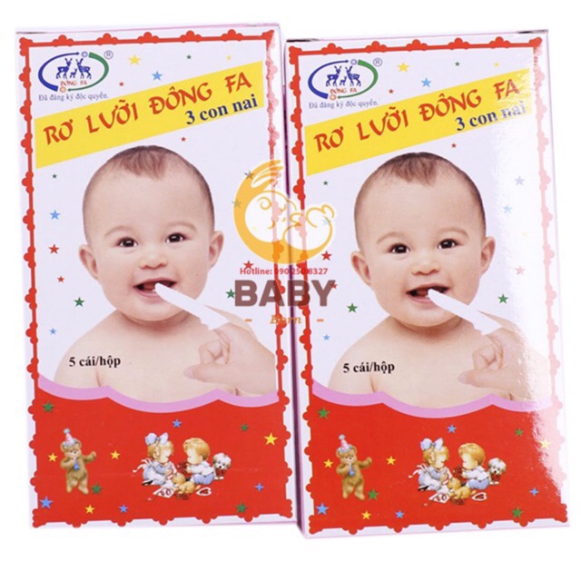 (Hộp 5 cái) Rơ lưỡi Đông Fa, Tưa lưỡi cho bé Đông Fa 3 Con Nai