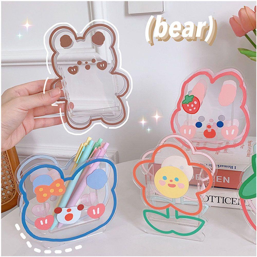 PISTA Giá Đỡ Bút Bằng Acrylic Hình Chú Gấu Dễ Thương Để Bàn Tiện Dụng