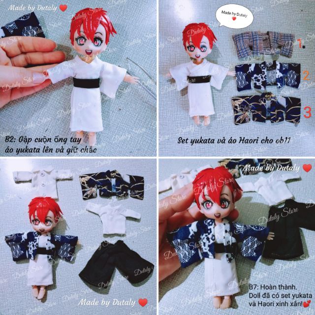 Ob11 - Set 09 - trang phục yukata + haori cho búp bê obitsu 11, ddf, nendoll, UFdoll, ymy
