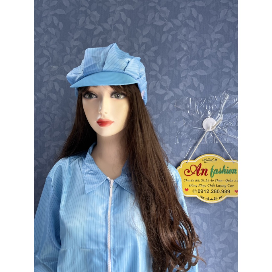 Áo phòng sạch chống tĩnh điện màu xanh _ Hình chụp thật