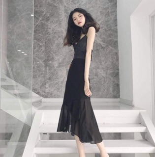 Chân váy voan lệch tà