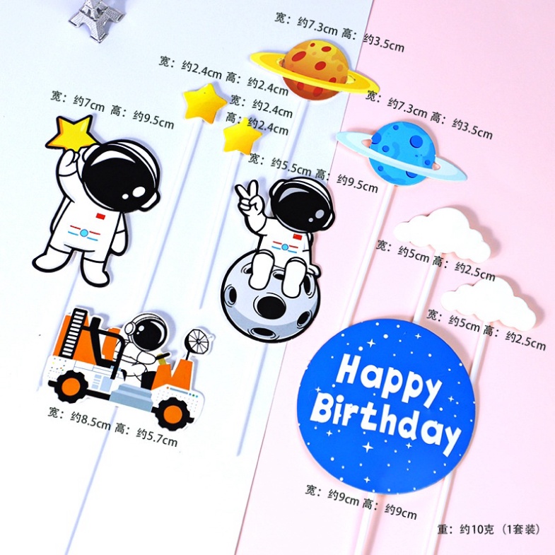 trang trí bánh sinh nhật [FREESHIP❤️] set cắm phi hành gia mẫu mới