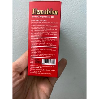 HEMABION BỔ SUNG THIẾU HỤT SẮT (20 ống)