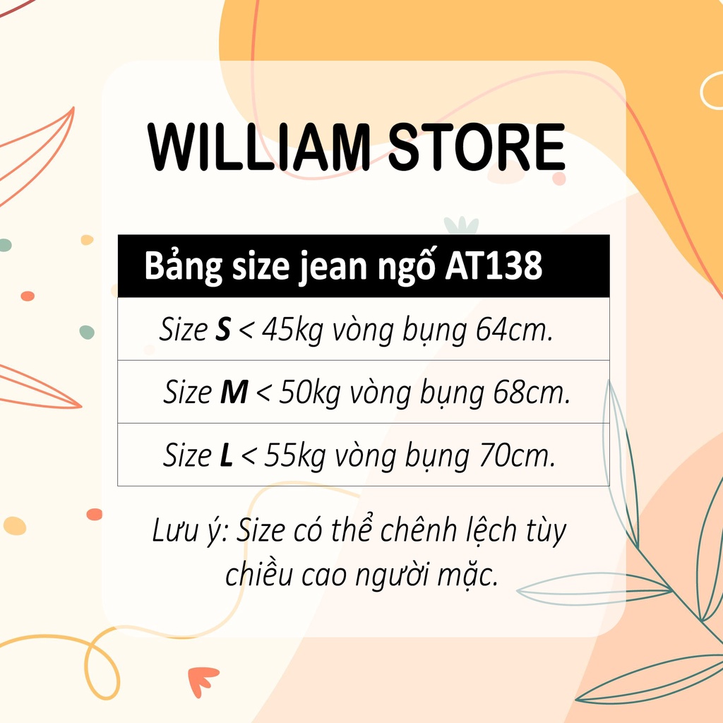 Quần jean ngố nữ ống rộng, vải jean denim hoại tiết đẹp, dễ phối đồ William - AT138