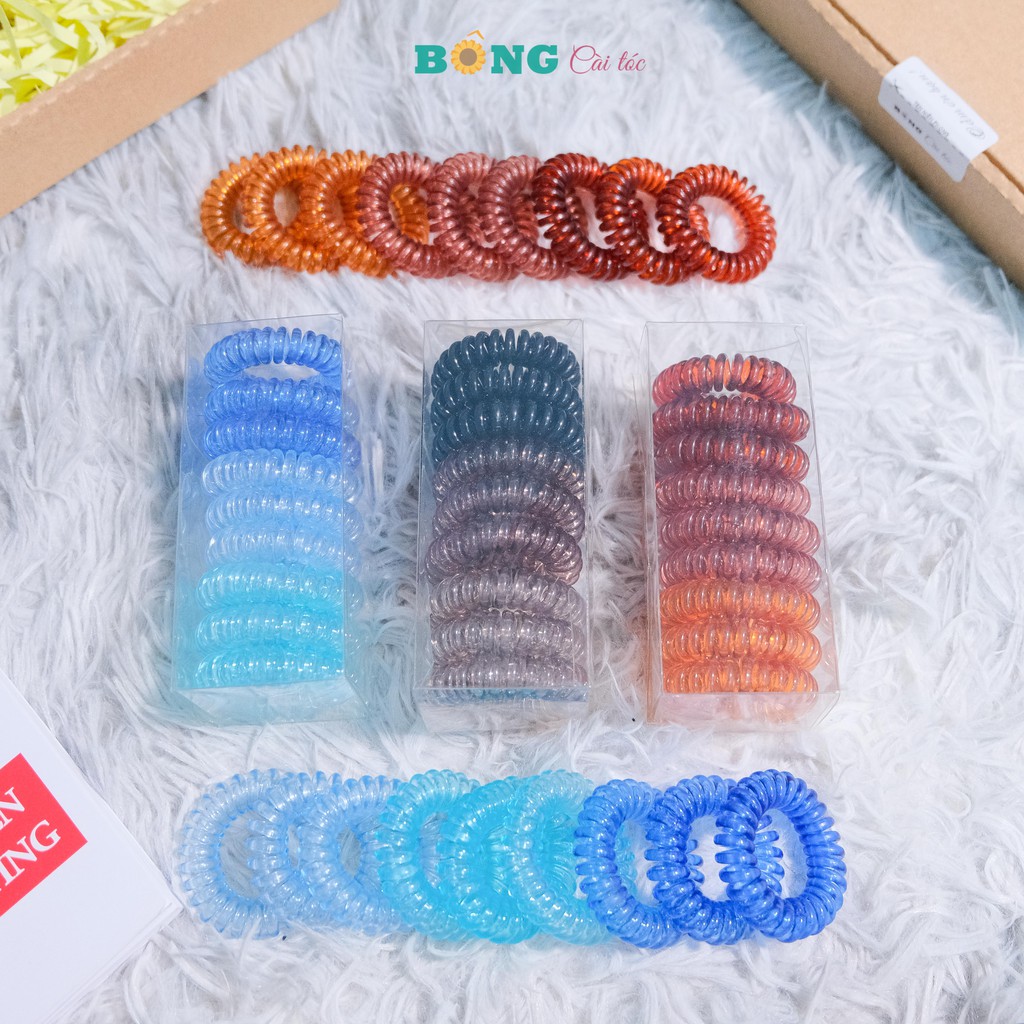 Set dây cột tóc lò xo 9 chiếc phong cách Hàn Quốc nhiều màu LX10 - cột tóc lò xo BÔNG Cài Tóc