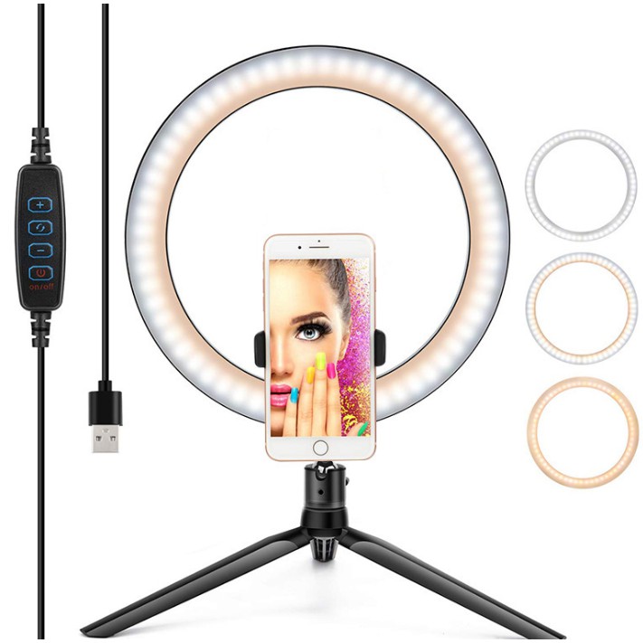 Đèn 26cm live stream chân để bàn livestream make up trang điểm Size 32cm chân để bàn