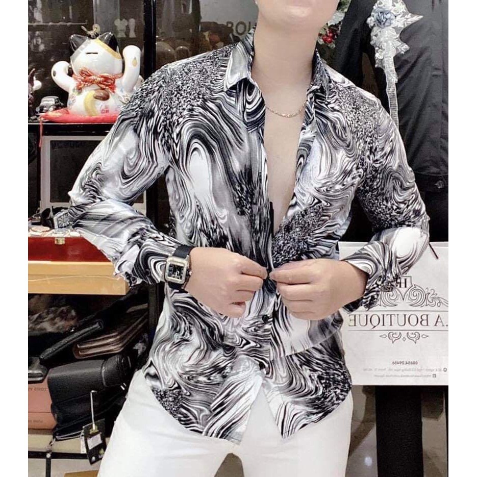 Áo Sơ Mi Nam Tay Dài Chupeo Chất lụa chéo form thoải mái