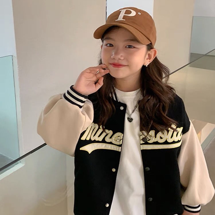 Áo khoác bóng chày thời trang xuân thu hàng mới 2021 thời trang thường ngày dáng rộng kiểu Tây dành cho trẻ em