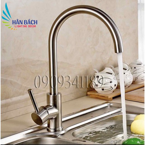 Vòi Rửa Chén Bát Nóng Lạnh 100% INOX 304 N4002 và 2 dây VÒI TRÒN NƯỚC MẠNH QUAY 360 ĐỘ DÙNG ĐƯỢC 2 HỘC CHẬU VÒI SỐ 6