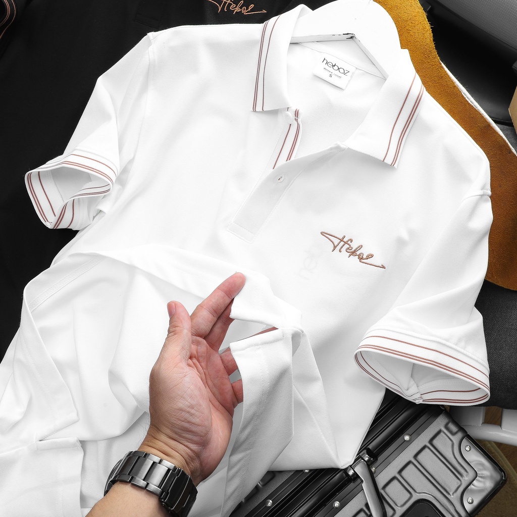 Áo Polo Nam Signature Heboz 2M, chất vải CVC 4 chiều co giãn tốt, thoải mái có thêu chữ trước ngực - 00001116