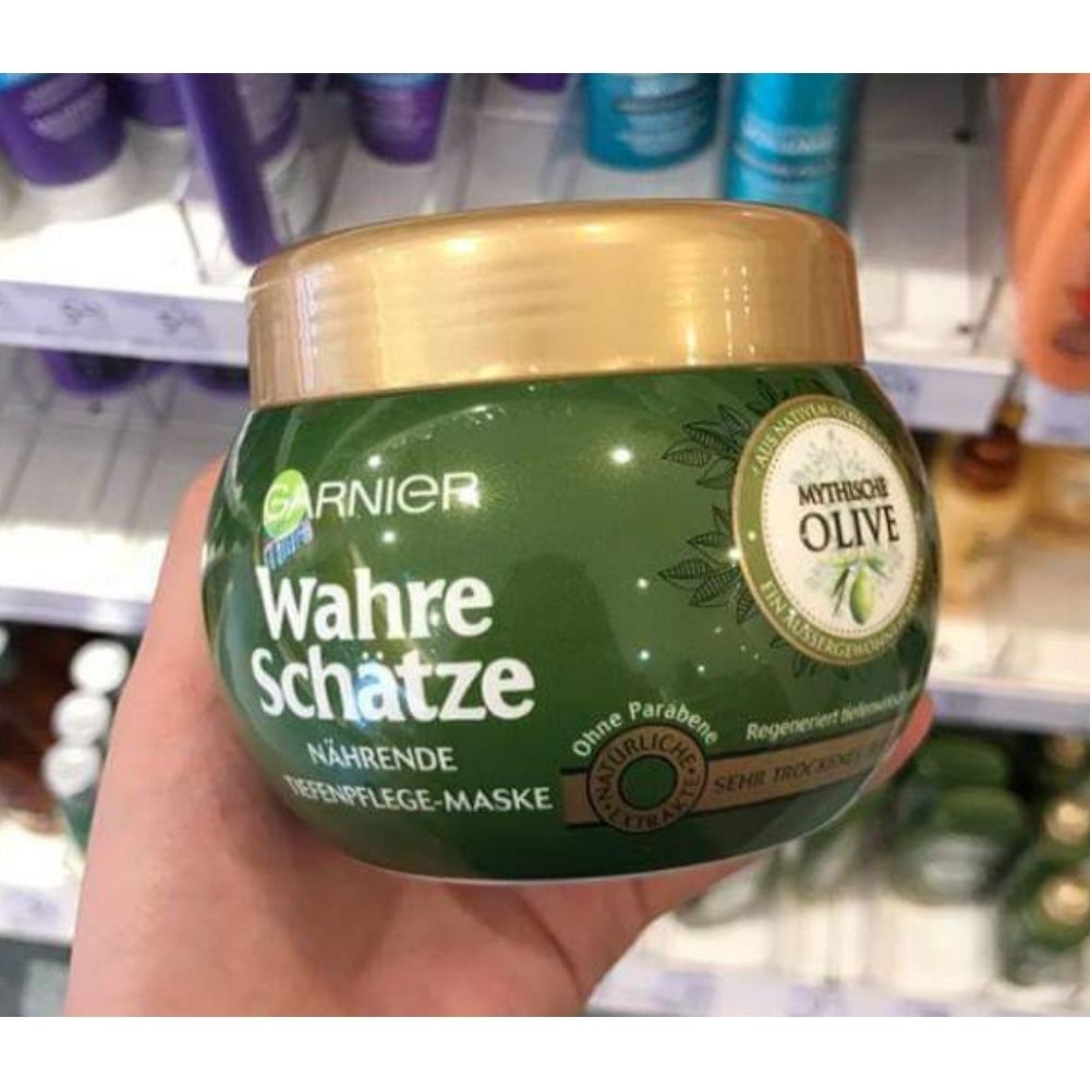 Kem ủ tóc Garnier Wahre Schatze Mythische Olive cho tóc khô &amp; xơ 300 ml - Shop Mecici