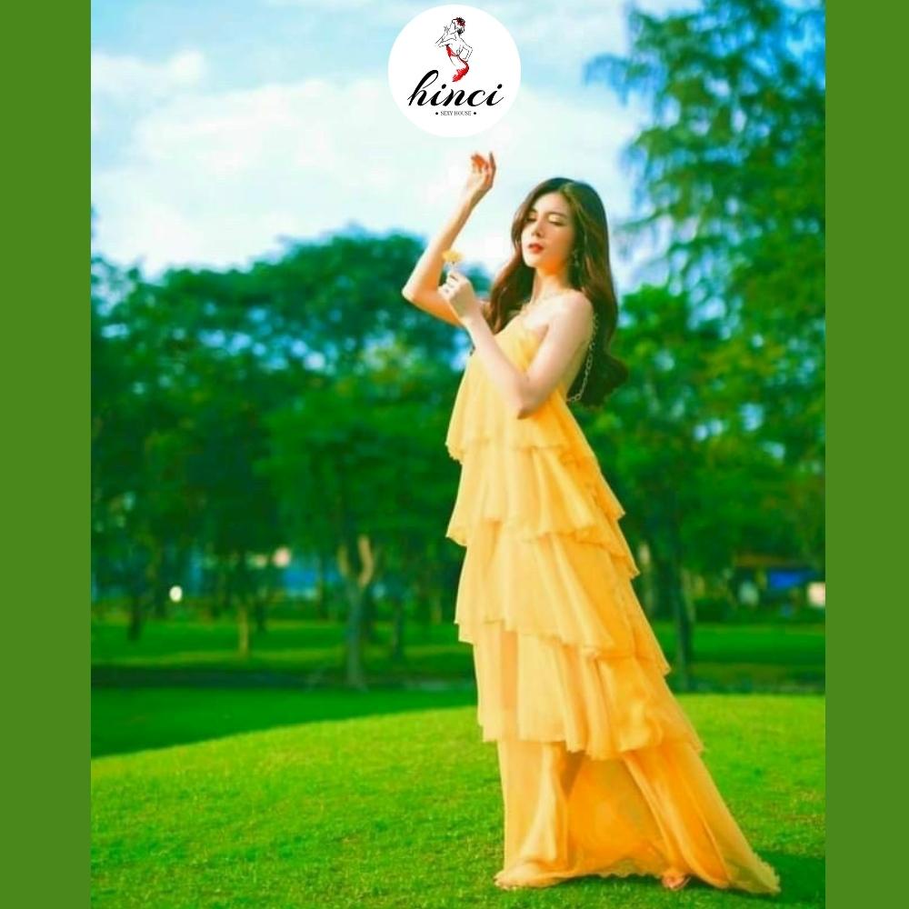 Váy Suông Tầng - Đầm Maxi Dáng Dài Cúp Ngực Dây Xích Chéo Cổ , Dáng Tầng Điệu Đà, Chất Liệu Voan Lụa Mềm Rũ [257]