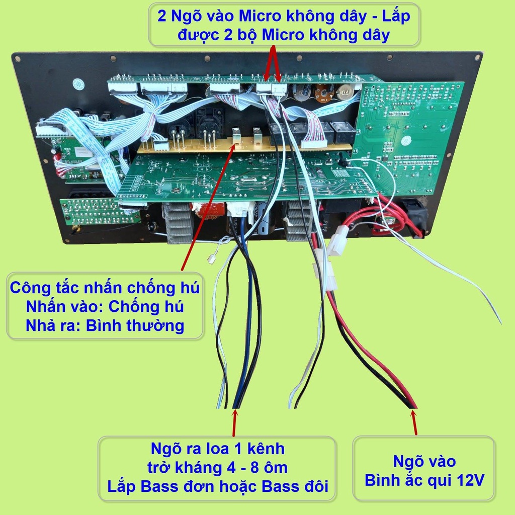 Mạch loa kéo 4 tấc đơn 500W Reverb chống hú DSP Livestream Equalizer 5 Band chạy FET IRFB32N15D kèm led nháy