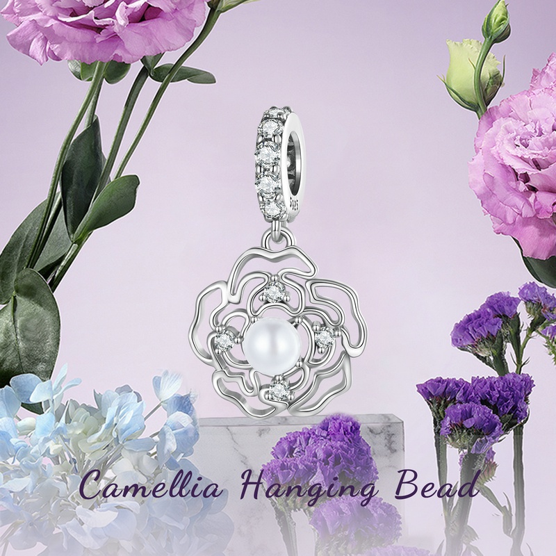 BAMOER Mặt Vòng cổ Bạc 925 Hình Hoa Sen Phong Cách Cổ Điển DIY