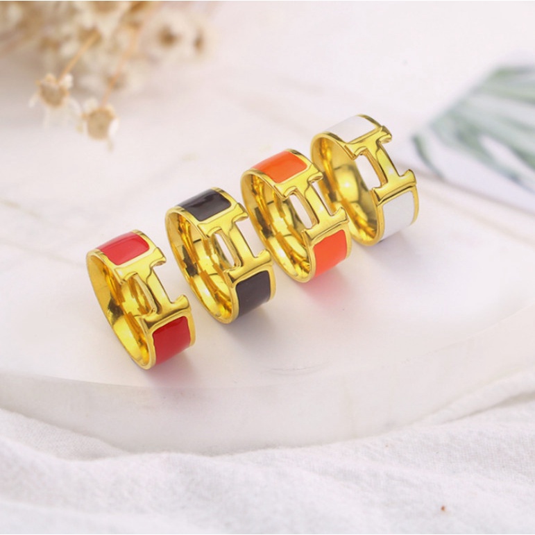 Nhẫn Nam Nữ Unisex Chữ H Titan Ko Đen TT 4432