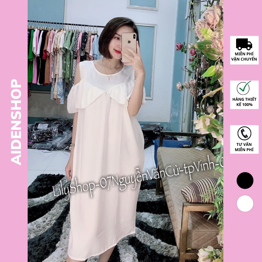 Váy bầu suông thời trang Aidenshop Đầm bầu dự tiệc thiết kế trắng,đen