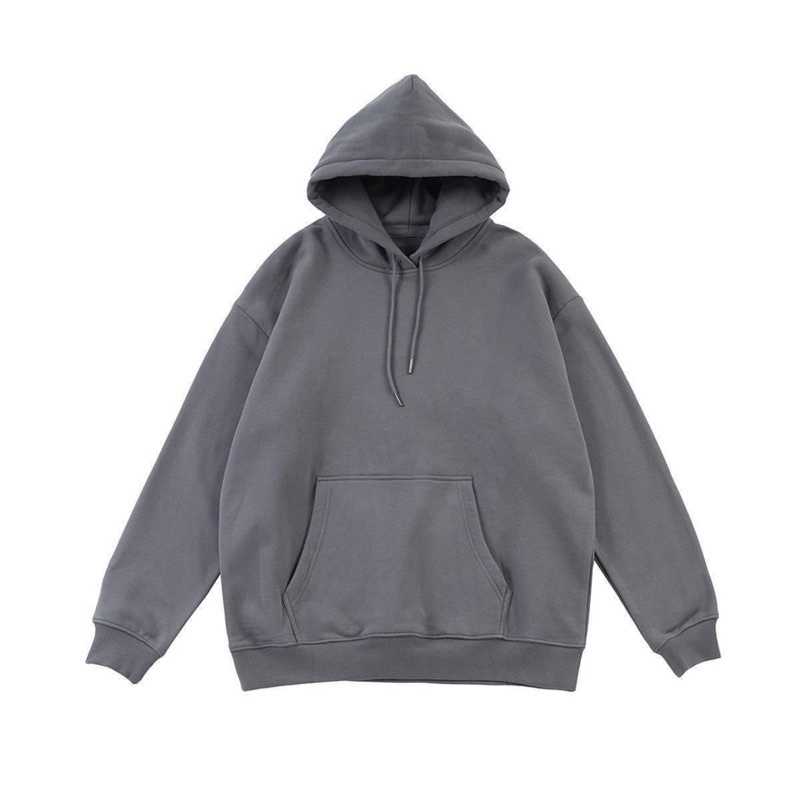 ÁO HOODIE NỈ MÀU XÁM TRƠN FORM UNISEX NAM NỮ (kèm hình chụp thật)