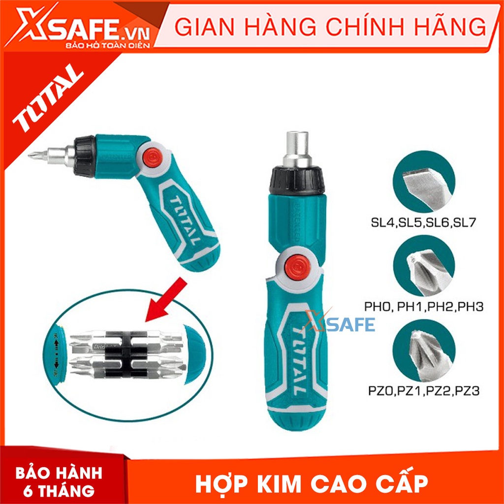 Bộ tua vít đa năng 13 chi tiết TOTAL TACSD30136 thiết kế thông minh Bộ tuốc nơ vít gồm nhiều đầu khác nhau