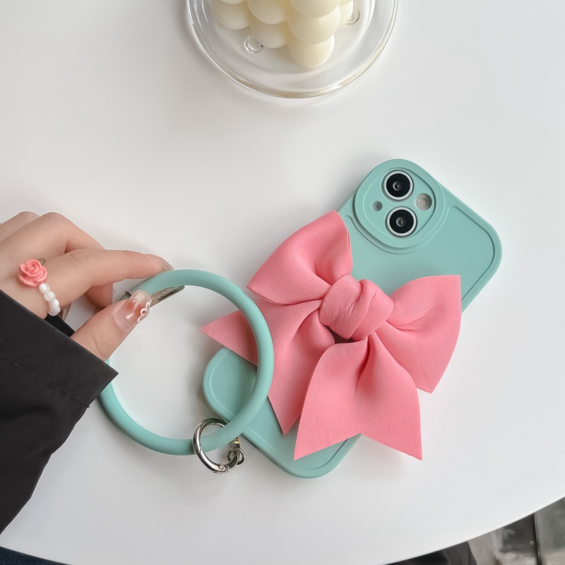 Ốp Điện Thoại Silicon Hình Nơ Mắt To Có Vòng Đeo Tay Cho Xiaomi Redmi Note 11T 11E 10 Pro + Note 8 7 Pro Mi 9 Mix 4