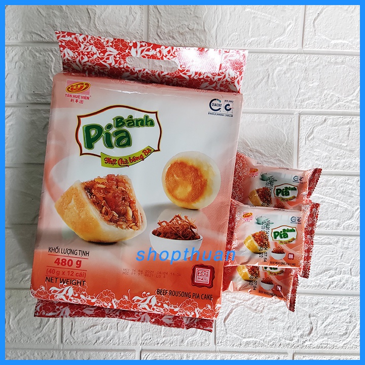Bánh pía thịt chà bông bò Tân Huê Viên 480g (12 cái)