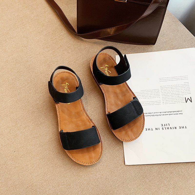 Xăng đan Đế Bằng Quai Dán Thoải Mái Thời Trang Đi Biển Dành Cho Nữ