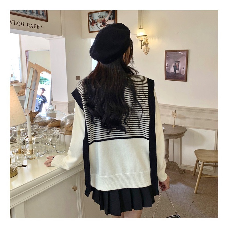 Áo Sweater Dệt Kim Tay Dài Cổ Tròn Dáng Rộng Phong Cách Hàn Quốc Thời Trang Cho Nữ