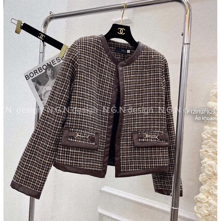 Áo khoát dạ phối viền